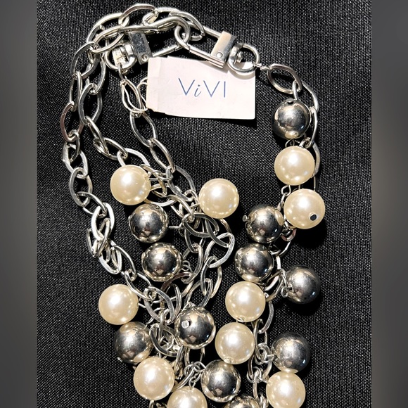 FAUX PEARL Double Strand Designer Necklace by ViVl - Picture 1 of 5